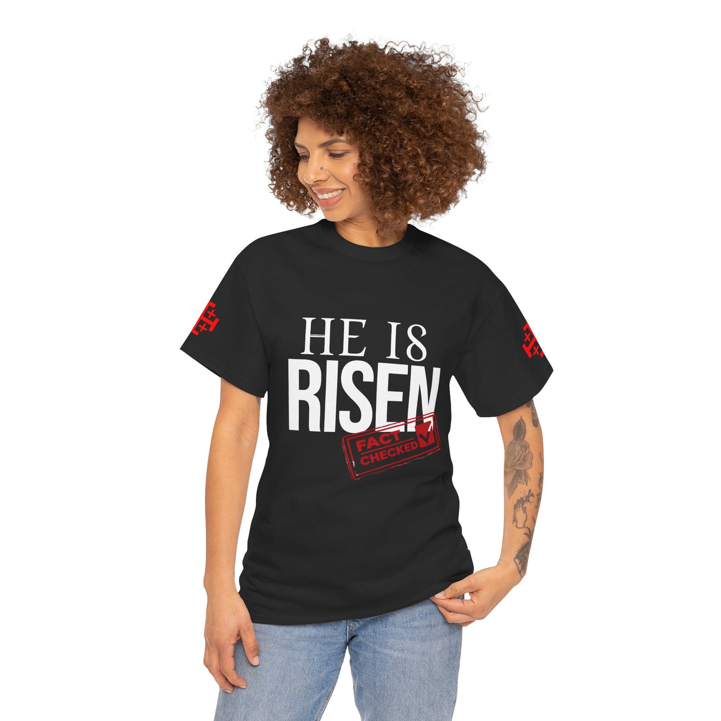 HE IS RISEN (Fact Checked) Unisex Heavy Cotton Tee