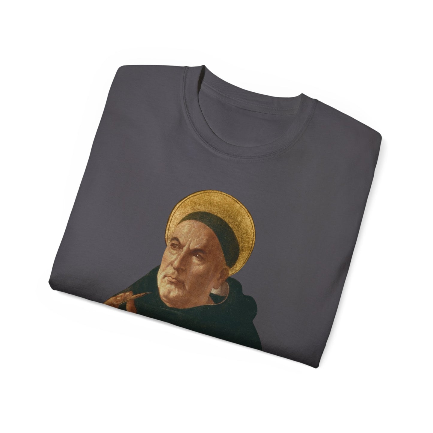 Unisex Graphic Tee, Saint Thomas Aquinas (Pelican in her Piety) Adoro Te Devote Quote