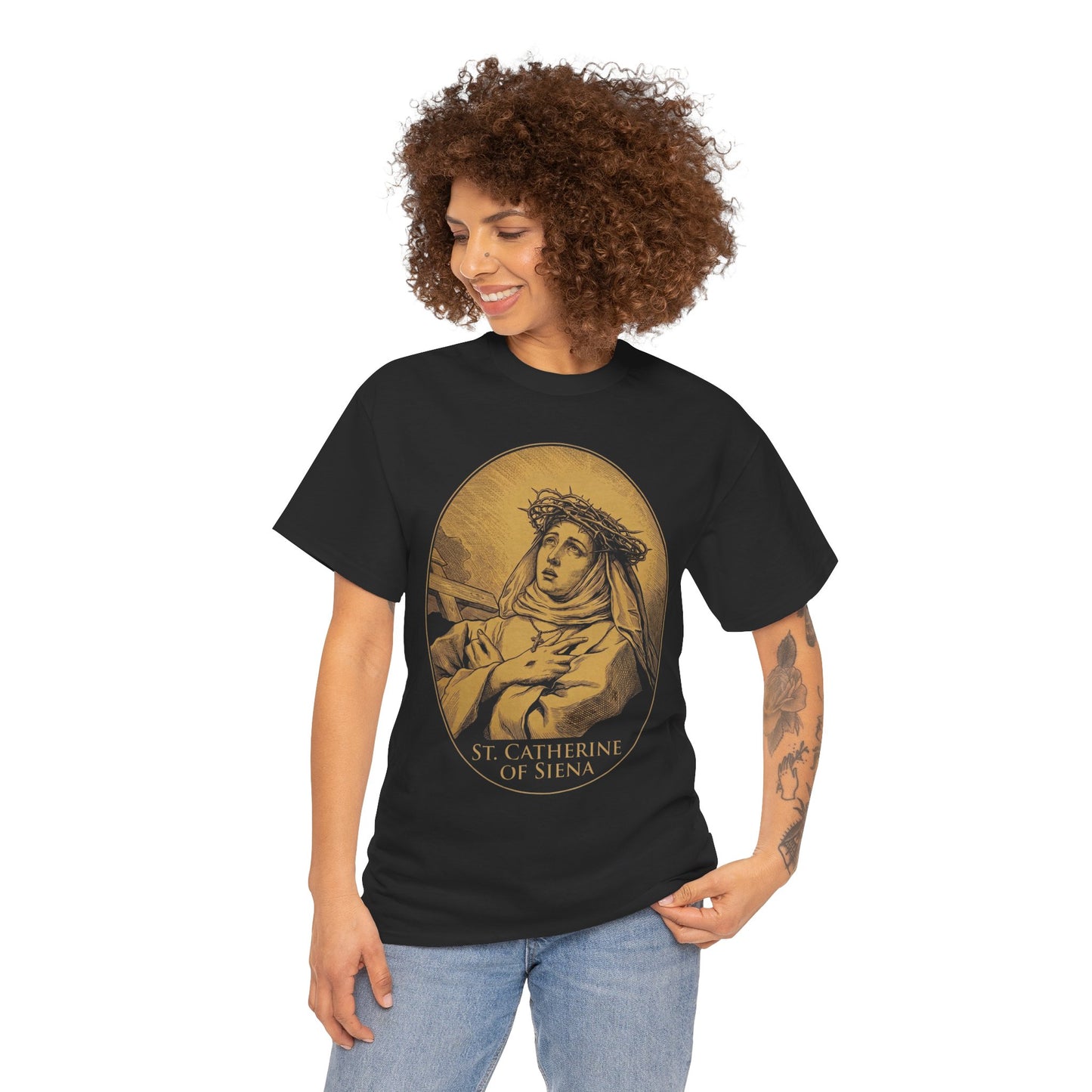 St. Catherine of Siena Tee — 'There is nothing we can desire or want that we do not find in God'