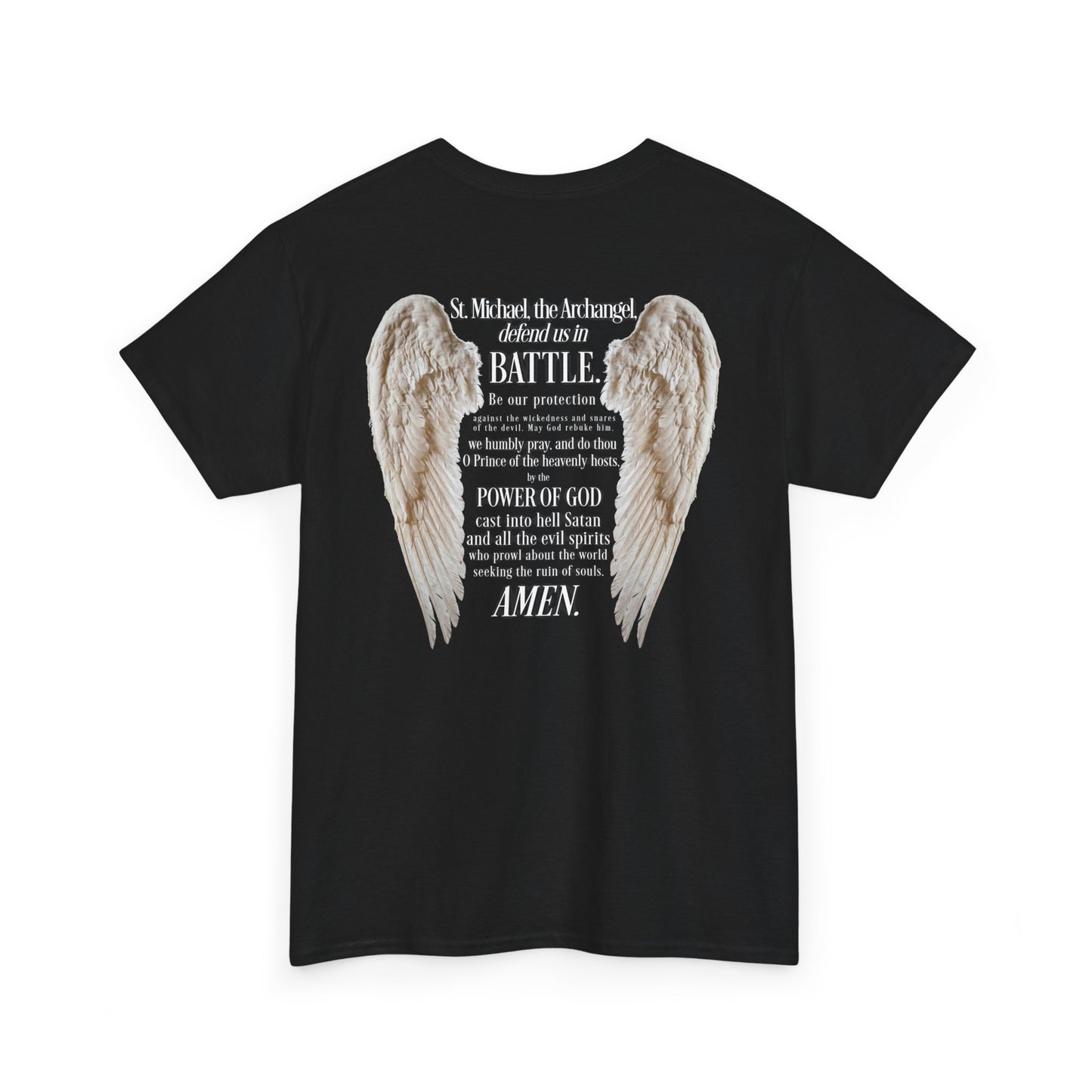 In the Company of Angels T‑Shirt — St. Michael Prayer Wing Graphic Tee
