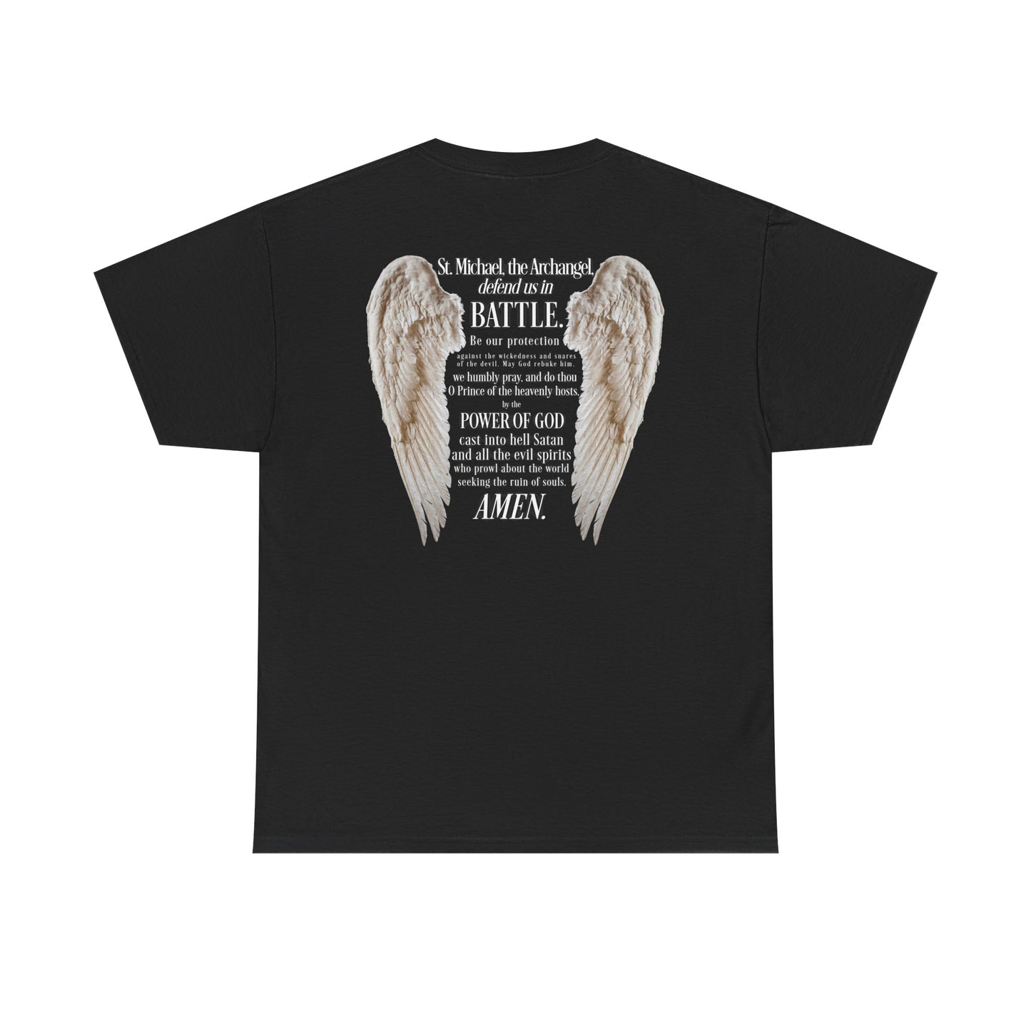 In the Company of Angels T‑Shirt — St. Michael Prayer Wing Graphic Tee