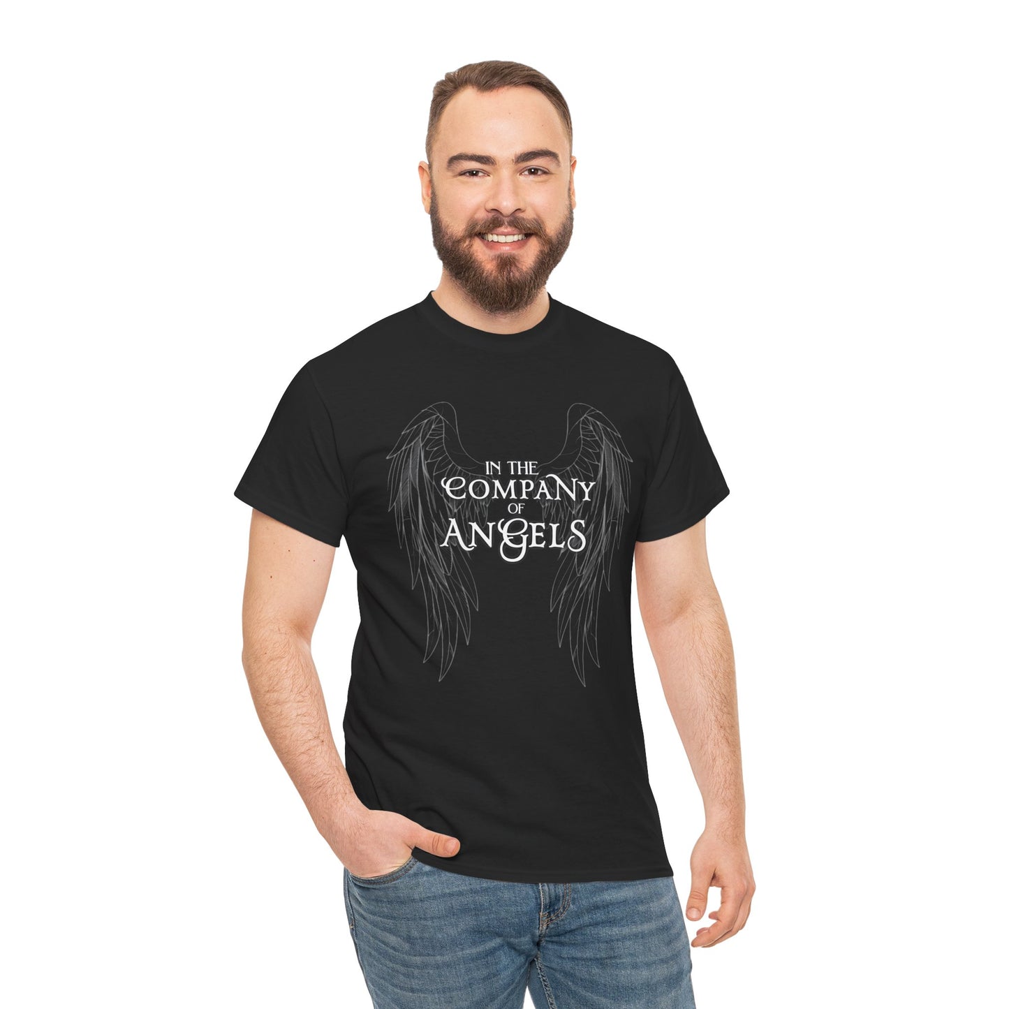 In the Company of Angels T‑Shirt — St. Michael Prayer Wing Graphic Tee